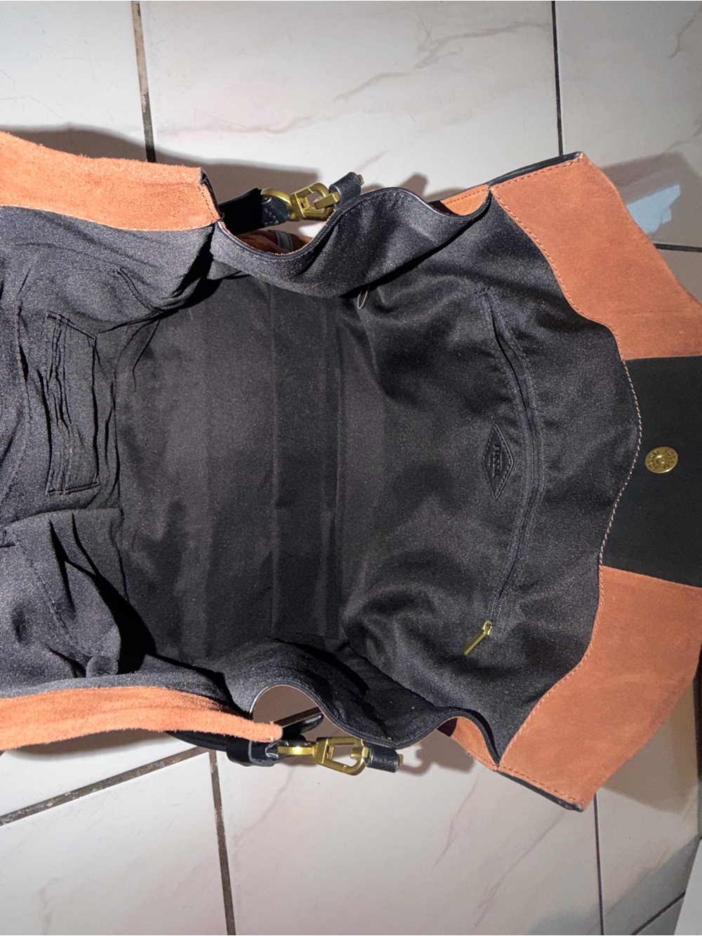 Fossil Carmen Leather & Suede Tote Bag - Picture 13 of 16